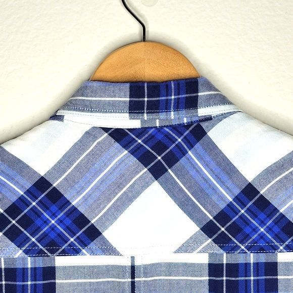 KENNETH COLE REACTION Blue Plaid Long Sleeve Button Up Collared Shirt size M - Picture 9 of 13